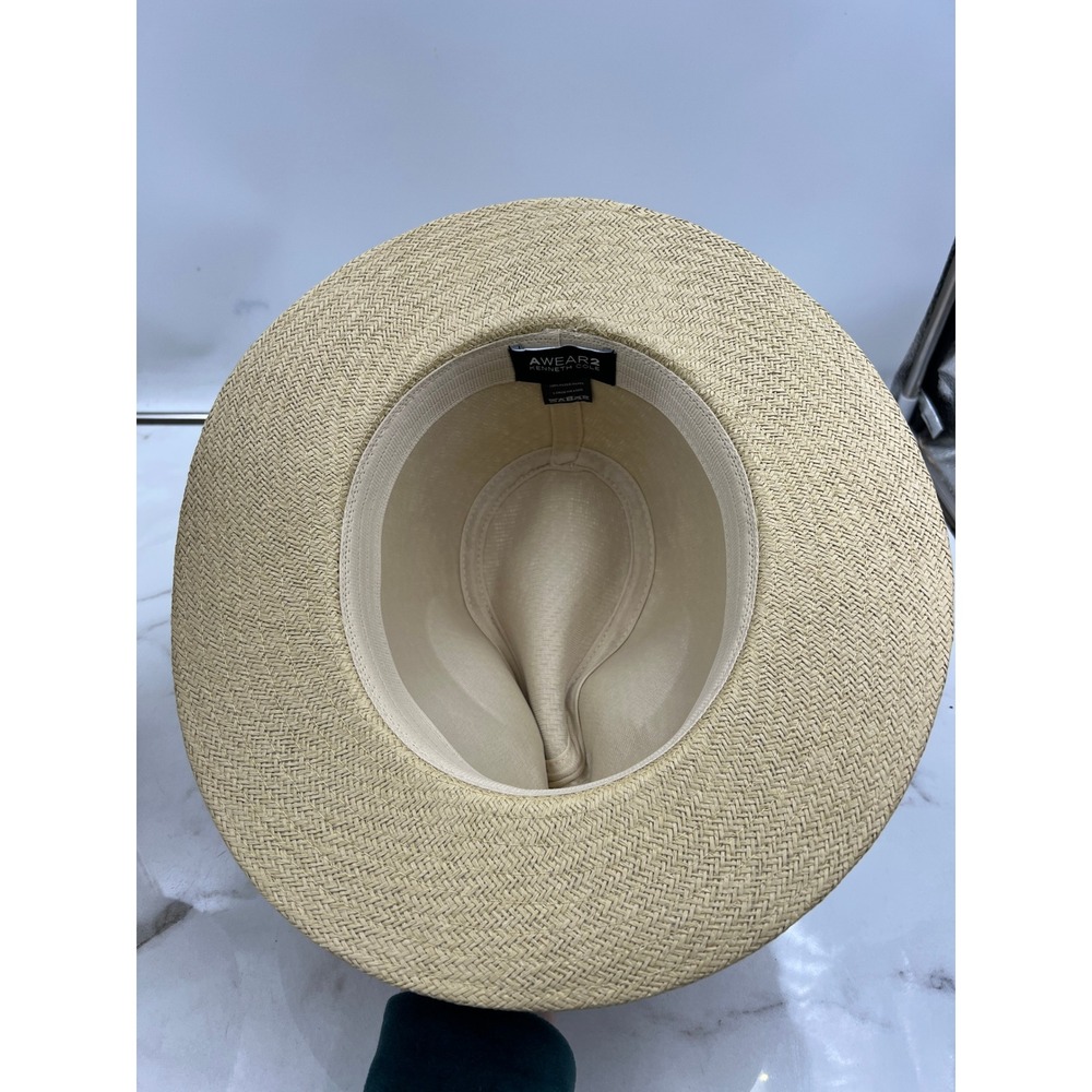 AWEAR2 Kenneth Cole Fedora Hat Men's Size L Tan Brown Straw Band - Picture 6 of 8